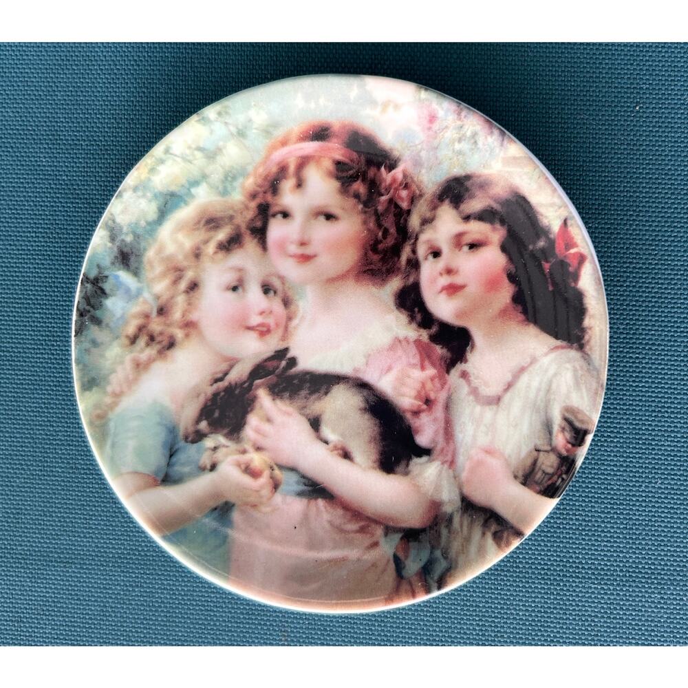 Victorian Masterwork Paintings on VTG SET of 4 Porcelain Collector Plates 4 Inch - Picture 6 of 7
